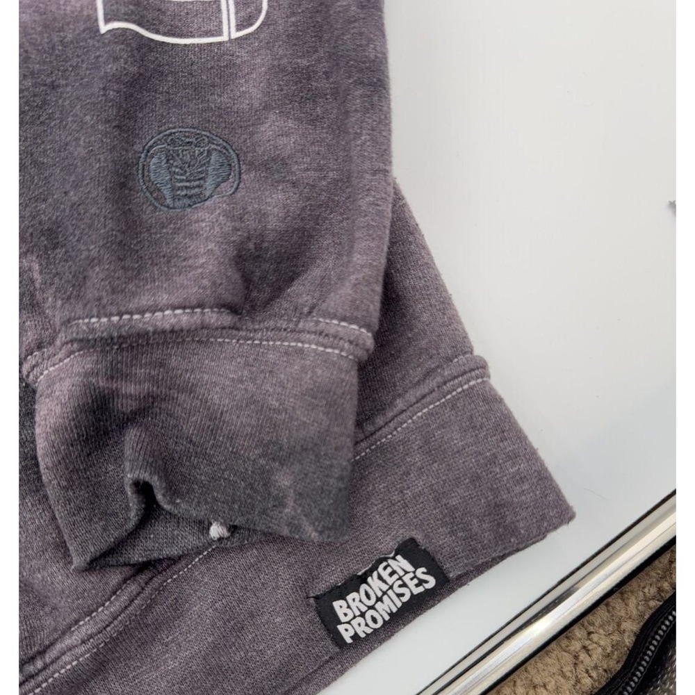 Broken Promises Same Offline Mineral Wash Hoodie Grey Small Streetwear Graphic - Picture 6 of 7